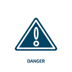 Aufkleber - danger symbol vector icon. danger symbol, danger, stop filled icons from flat shipping and handly linear concept. Isolated black glyph icon, vector illustration symbol element for web design and