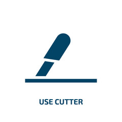 Poster - use cutter vector icon. use cutter, cut, use filled icons from flat shipping and handly linear concept. Isolated black glyph icon, vector illustration symbol element for web design and mobile apps