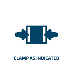 Poster - clamp as indicated vector icon. clamp as indicated, arrow, container filled icons from flat shipping and handly linear concept. Isolated black glyph icon, vector illustration symbol element for web