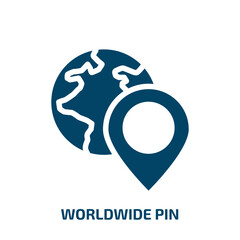 Poster - worldwide pin vector icon. worldwide pin, pin, worldwide filled icons from flat logistic delivery in