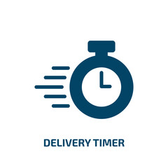 Poster - delivery timer vector icon. delivery timer, timer, delivery filled icons from flat lineal logistic concept. Isolated black glyph icon, vector illustration symbol element for web design and mobile apps