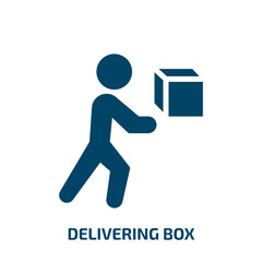 Poster - delivering box vector icon. delivering box, box, shipping filled icons from flat delivery trucks, men and boxes concept. Isolated black glyph icon, vector illustration symbol element for web design