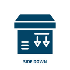 Poster - side down vector icon. side down, upload, simple filled icons from flat shipping and handly fill concept. Isolated black glyph icon, vector illustration symbol element for web design and mobile apps