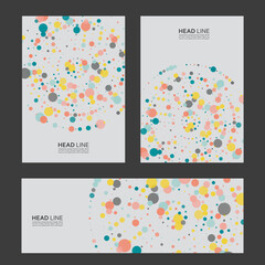 Aufkleber - Vector frame design. Minimalistic line with dots color halftone. Creative element for design and business cards and annual report, invitations and brochures