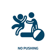 Poster - no pushing vector icon. no pushing, button, push filled icons from flat swimming pool rules concept. Isolated black glyph icon, vector illustration symbol element for web design and mobile apps