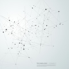 Poster - Global network connections with dots and lines. Triangles and polygon futuristic design. Vector abstract shapes
