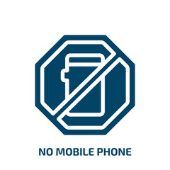 Poster - no mobile phone vector icon. no mobile phone, call, telephone filled icons from flat traffic signs concept. Isolated black glyph icon, vector illustration symbol element for web design and mobile apps