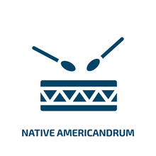 Native Americandrum Vector Icon. Native Americandrum, American, Traditional Filled Icons From Flat American Indigenous Signals Concept. Isolated Black Glyph Icon, Vector Illustration Symbol Element