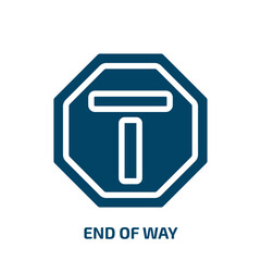 end of way vector icon. end of way, way, end filled icons from flat traffic signs concept. Isolated black glyph icon, vector illustration symbol element for web design and mobile apps