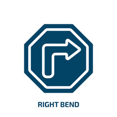 Poster - right bend vector icon. right bend, arrow, direction filled icons from flat traffic signs concept. Isolated black glyph icon, vector illustration symbol element for web design and mobile apps