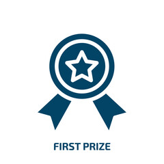 Poster - first prize vector icon. first prize, competition, prize filled icons from flat winning red concept. Isolated black glyph icon, vector illustration symbol element for web design and mobile apps