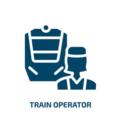 Poster - train operator vector icon. train operator, operator, train filled icons from flat public transportation concept. Isolated black glyph icon, vector illustration symbol element for web design and