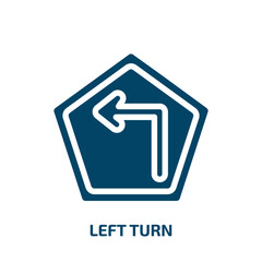 Poster - left turn vector icon. left turn, arrow, left filled icons from flat driving school concept. Isolated black glyph icon, vector illustration symbol element for web design and mobile apps