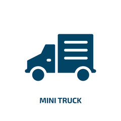Poster - mini truck vector icon. mini truck, truck, vehicle filled icons from flat transportation concept. Isolated black glyph icon, vector illustration symbol element for web design and mobile apps