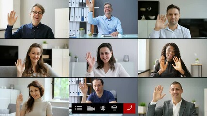 Poster - Online Video Conferencing Call Waving Hand Group Chat