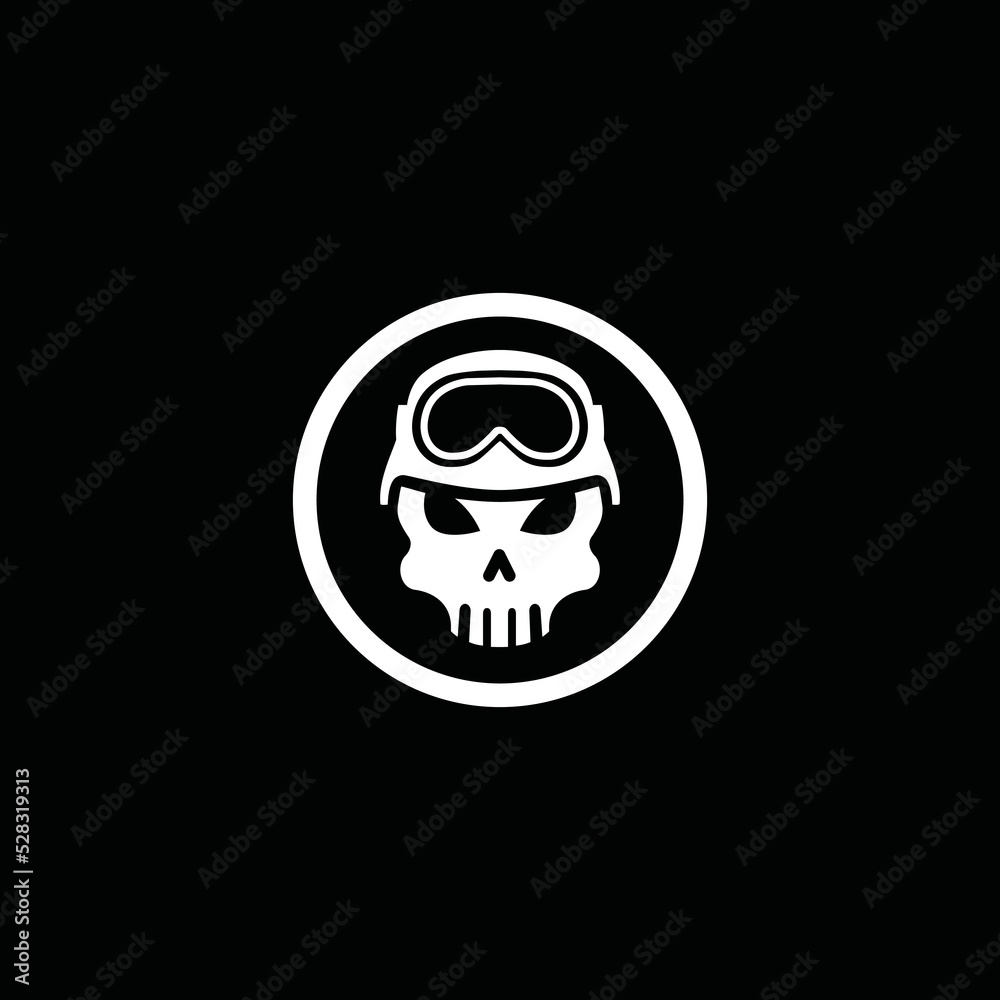 Gaming skull logo, skull head symbol, iconic, vector image