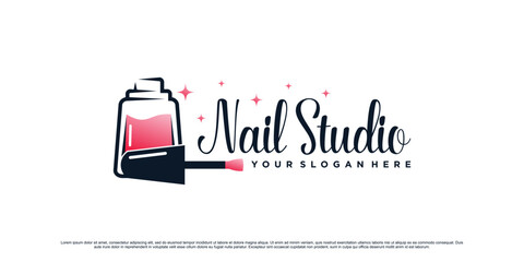 Wall Mural - Nail polish logo design template for manicure studio with unique concept Premium Vector