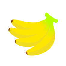 Fresh Yellow Banana. White Background. Vector Graphic Illustration