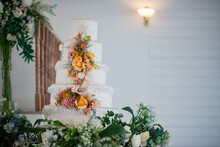 Beautiful Wedding Cake With Blur Background