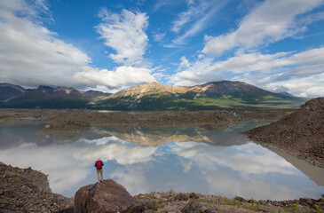 Poster - Hiker on lake in Alaska