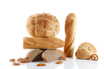 Sticker - Various Bread, Isolated on White. Concept Bakery Poster