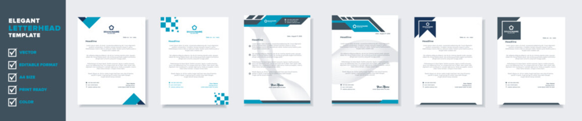 set of modern letterhead template for stationery design all business corporate company. vector format editable A4. for download.