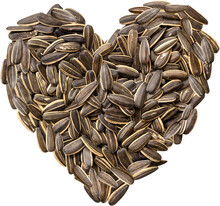 Sunflower Seeds Laid Out In The Shape Of A Heart.