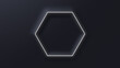 © RocknRoller Studios - Minimalist Tech Background with Raised Hexagon and White Illuminated Edge. Black Surface with Embossed 3D Shape. 3D Render.