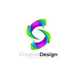 © NUR - Abstract letter S logo template, 3d colorful