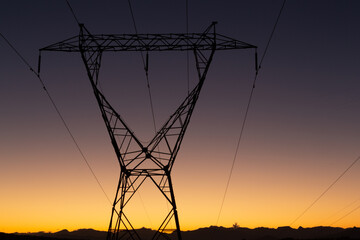 Poster - The evening electricity pylon silhouette