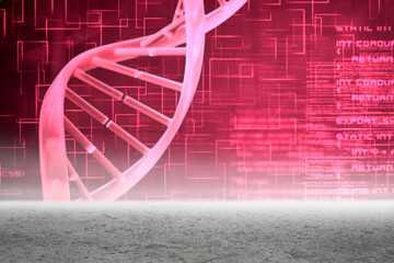Poster - Pink DNA helix graphic in desert