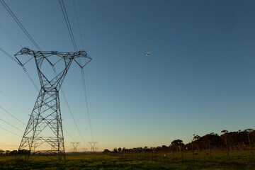 The evening electricity pylon silhouette