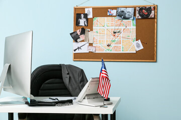 Wall Mural - Modern workplace of FBI agent in office