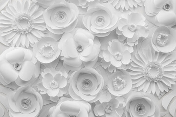 Wall Mural - Paper flowers on light background