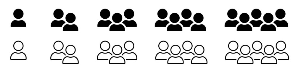 User icon and people line icon. People black vector icons. Squad icon. Two colored and black squad. People icons in modern simple flat and lines design. Vector illustration