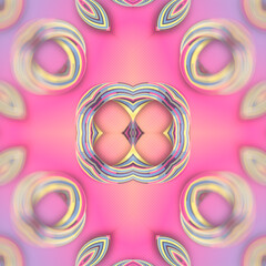Poster - Pattern from a group of curved iridescent shapes. Abstract creative background. 3d rendering digital illustration