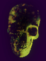Aufkleber - 3d rendering digital illustration of the skull from the glowing, colorful LED lamps