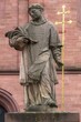 Baroque statue of Saint Peter in front of Einhardbasilika, Seligenstadt, Hesse, Germany, Europe