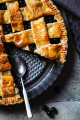 Canvas Print - Homemade blueberry pie. Thanksgiving food concept.