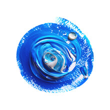 Round Stain Blue White Smear Paint Smudge Abstract Texture. Template For Decorating Designs And Illustrations.