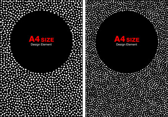 Wall Mural - white halftone circle dots frames set. circle backgrounds. a4 size, a4 format. vector illustration