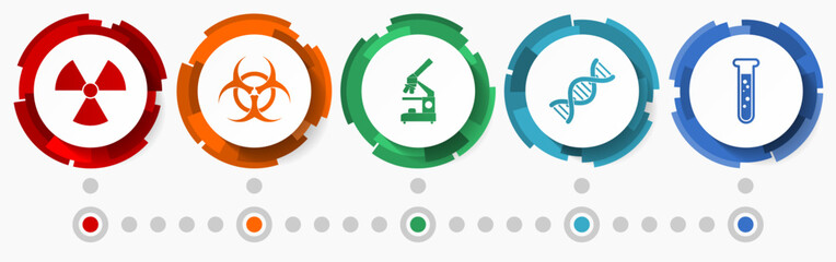 Poster - Science concept vector icon set, medicine colorful web buttons collection, education modern design infographic template