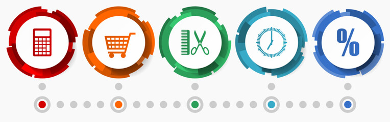 Poster - Shop concept vector icon set, store flat design web buttons, business infographic template