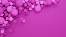 3D Render Of Pink Balloons On Pink Background With Copy Space