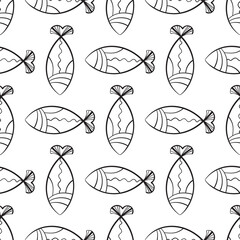 Sticker - Hand Drawn Fishes Pattern