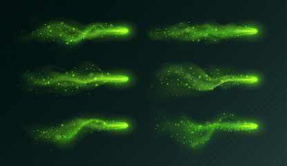Wall Mural - blue light trail, magic stardust with haze and sparkles, realistic fantasy game vfx effects collecti