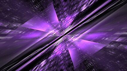 Poster - Abstract glowing geometric background. Modern digital technologies, an element of design and decoration. Geometric fantasy glow neon line background, technology banner. 3d render