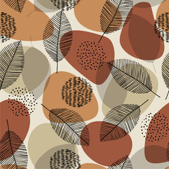 Wall Mural - Autumn seamless pattern with leaf, autumn leaf background. Abstract leaf texture. Cute backdrop. Leaf fall. 