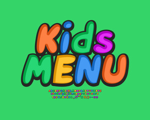 Leinwandbilder - Colorful flyer Kids Menu. Cartoon multicolor font set with alphabet letters and numbers