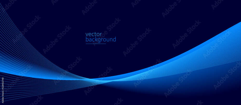 Flowing dark blue curve shape with soft gradient vector abstract ...